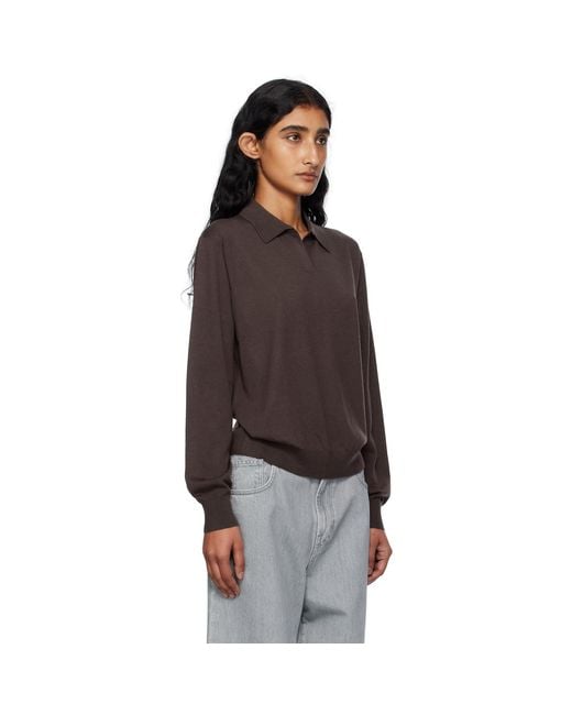 6397 Brown Long Sleeve Polo