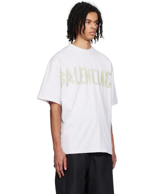 メンズ Balenciaga オフホワイト Tape Type Tシャツ White