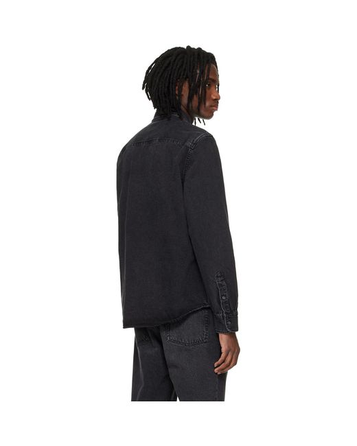 AMI Black Cotton Ami De Coeur Denim Shirt for men