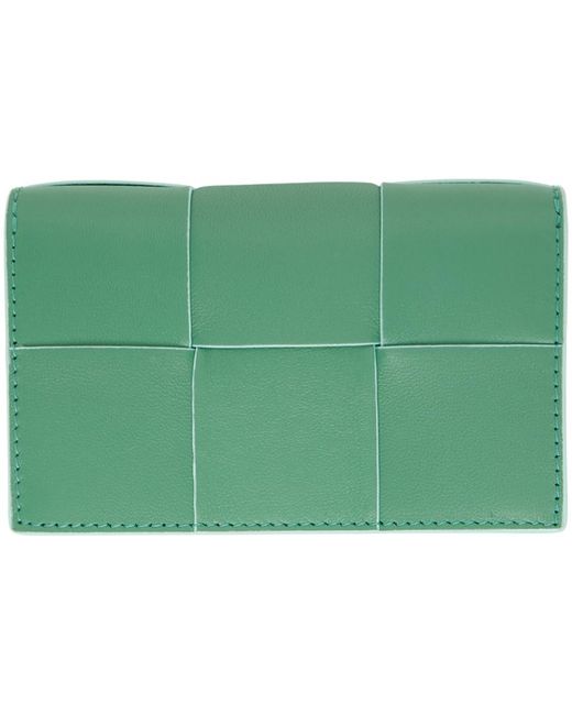 Bottega Veneta Green Intreccio Card Holder