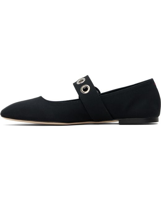 Aeyde Black Uma Eyelet Mary-Jane Ballerina Flats