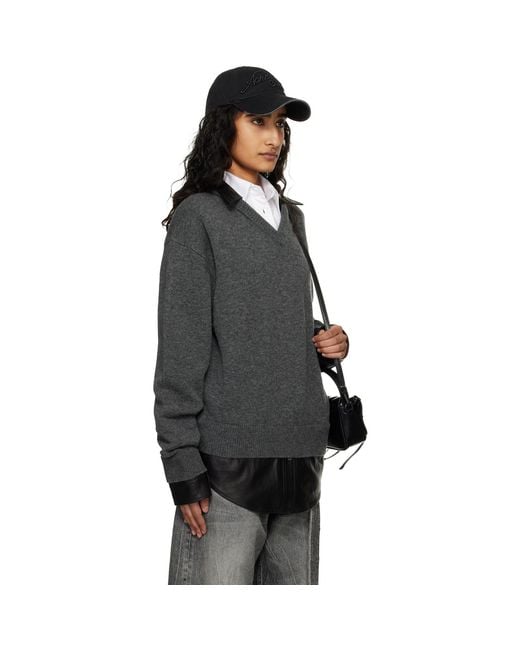Acne Black Layered Wool Knit Sweater