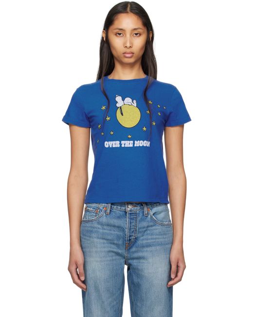 Re/done ブルー Classic 'Snoopy Moon' Tシャツ Blue