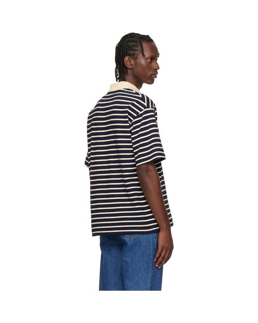 A.P.C. Black Striped Polo for men