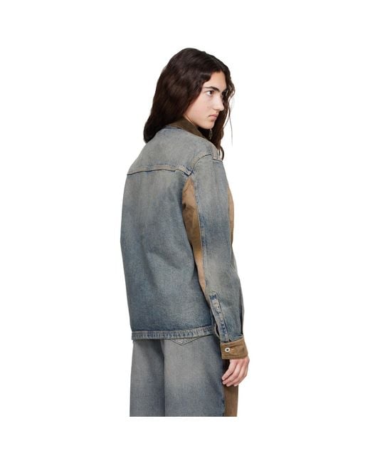 Off-White c/o Virgil Abloh Blue Corduroy Patch Denim Jacket