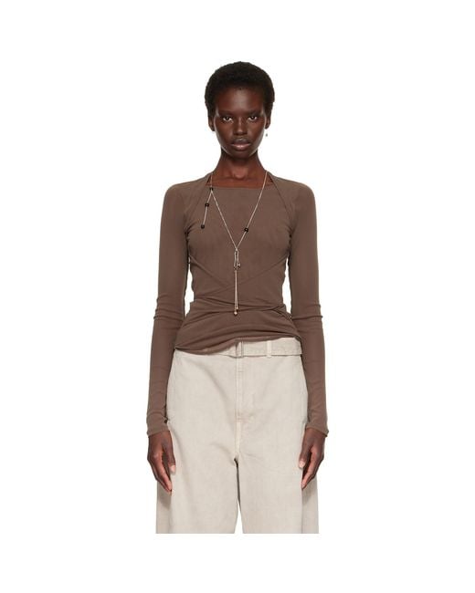 Lemaire Brown Ballerina Wrap Blouse