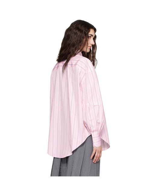 Thom Browne Pink Hairline Stripe Poplin Supersized Shirt