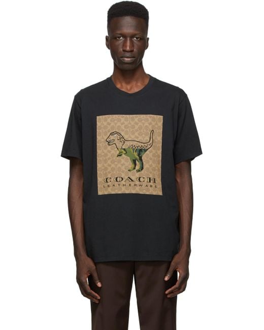 COACH Black Signature Logo Rexy Tee for men