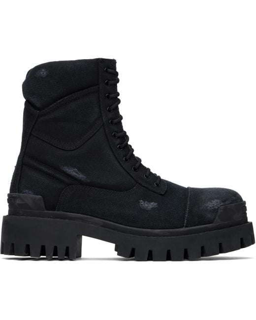 メンズ Balenciaga ブラック Strike コンバットブーツ Black