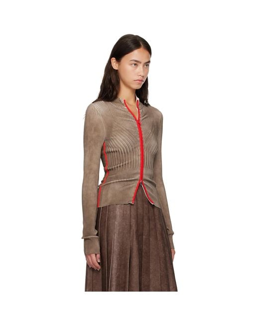 DIESEL Brown Ribbed Zip Cardigan