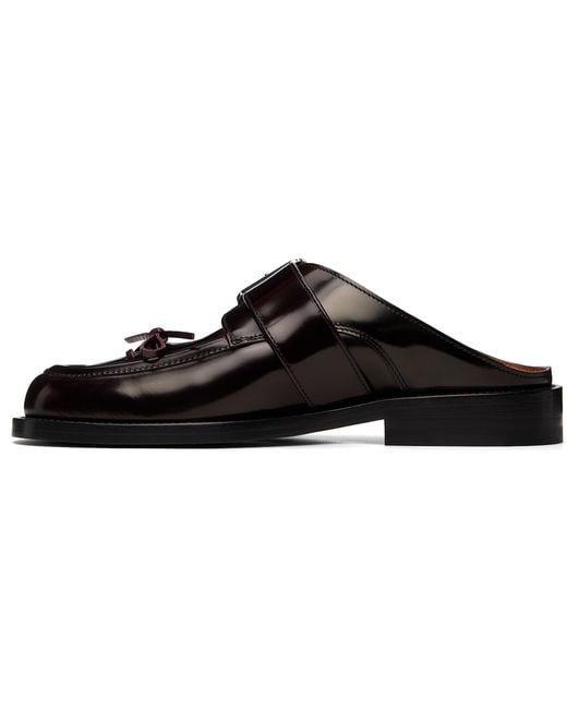 Marni Black Burgundy Bambi Buckle Slip-On Loafers