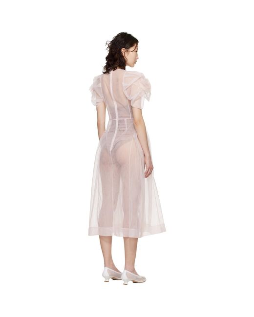 Simone Rocha Black Rose Puff Sleeve Hip Midi Dress