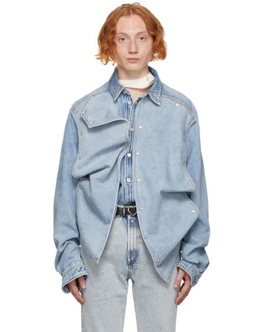 Y. Project Denim Snap Panel Shirt in Blue for Men | Lyst Canada