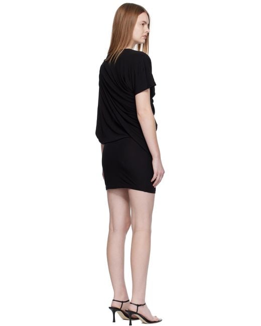 Christopher Esber Black Encased Nature Resin Draped Jersey Minidress
