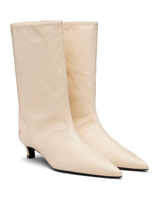 Jil Sander Natural Off- Crinkled Calfskin Boots