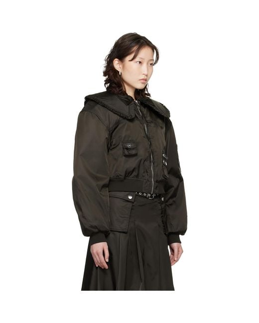 Ganni Black Duchesse Nylon Bomber Jacket