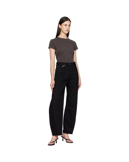Agolde Black Luna High Rise Pieced Taper Jeans