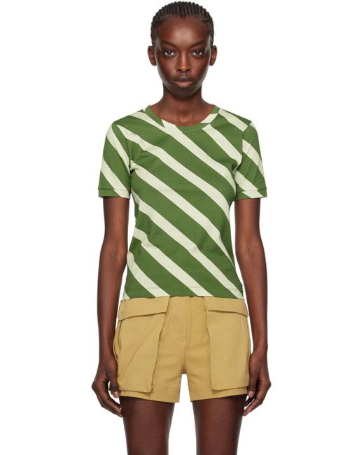 Dries Van Noten Green Striped T-shirt