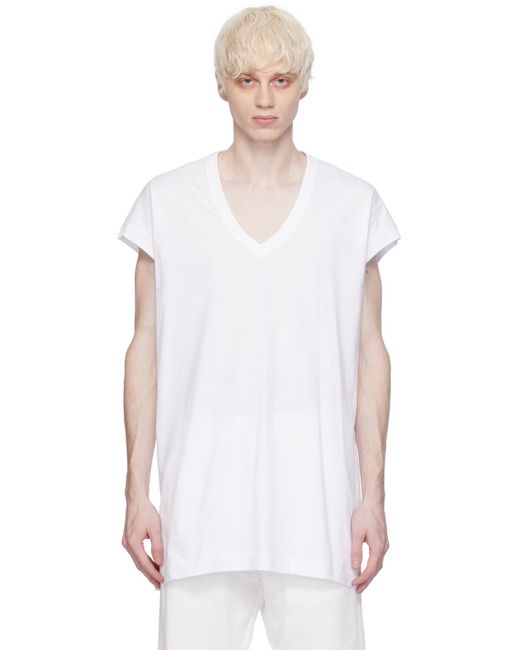 Dries Van Noten White V-neck T-shirt for men