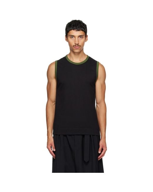 Dries Van Noten Black Cotton Tank Top for men