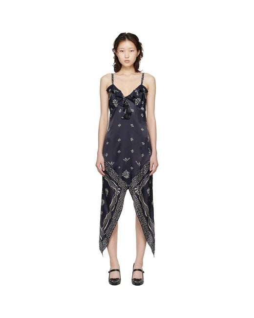 Anna Sui Black Handkerchief Midi Dress