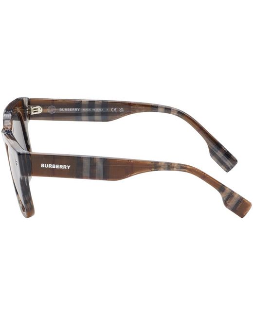 Burberry Black Brown Check Square Sunglasses for men