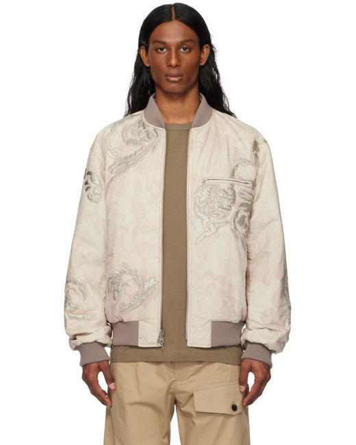 メンズ Dries Van Noten オフホワイト＆ピンク リバーシブル フローラル ボンバージャケット Natural