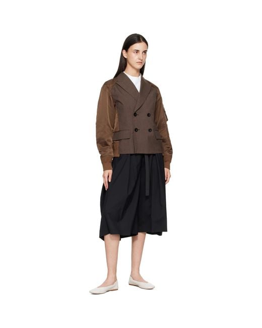 Sacai Brown Suiting X Nylon Twill Blazer