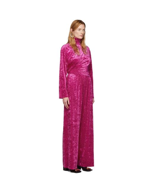 Combinaison en jersey de velours drapee rose Velours Balenciaga en coloris  Rose | Lyst
