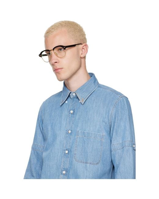 Thom Browne Brown Acetate & Titanium Pilot Glasses for men