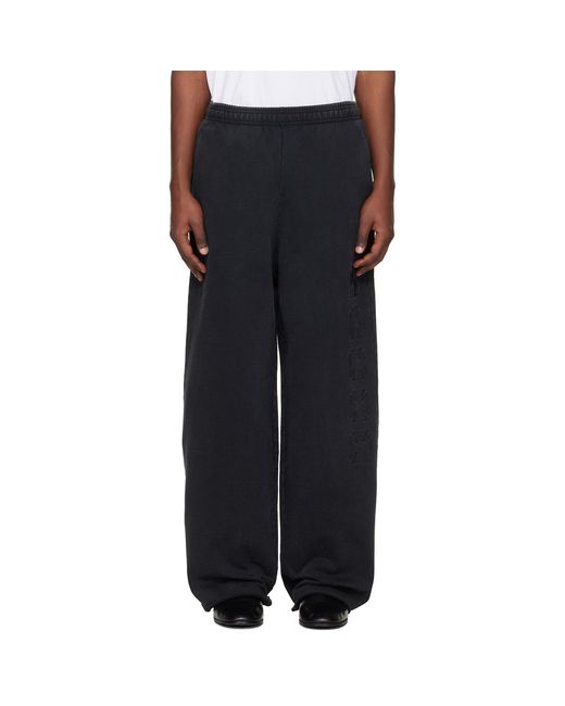 Vetements Black Embroidered Biker Cross Stripe Sweatpants for men
