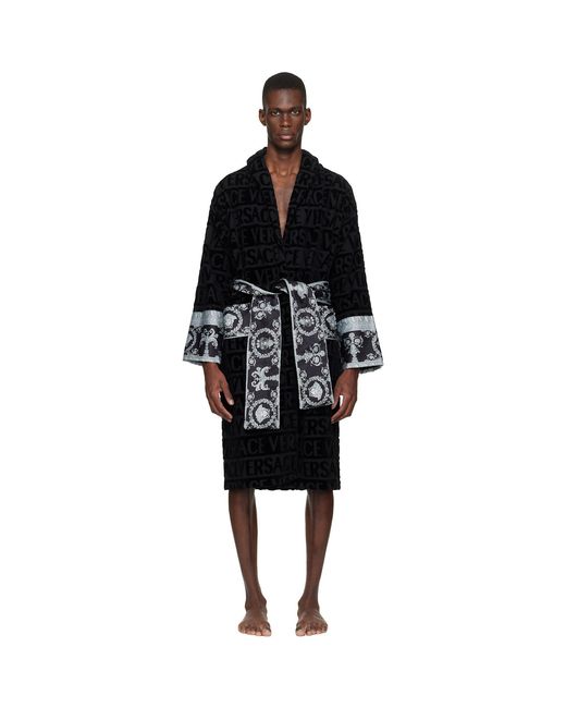 Versace Black 'I Heart Baroque' Bathrobe for men