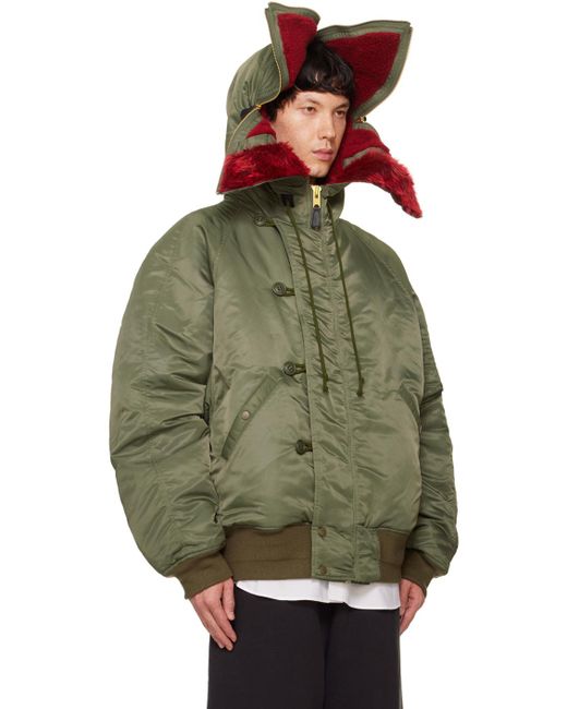 Doublet Petal Mouth Hood Bomber Jacket in Green for Men | Lyst