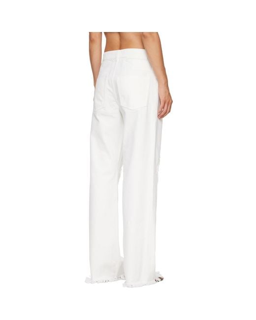 Ferragamo White Frayed Detail Jeans