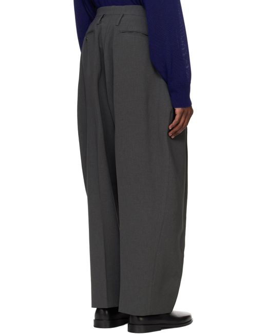 メンズ RAINMAKER KYOTO グレー Double Cloth 3-Pleated トラウザーズ Blue
