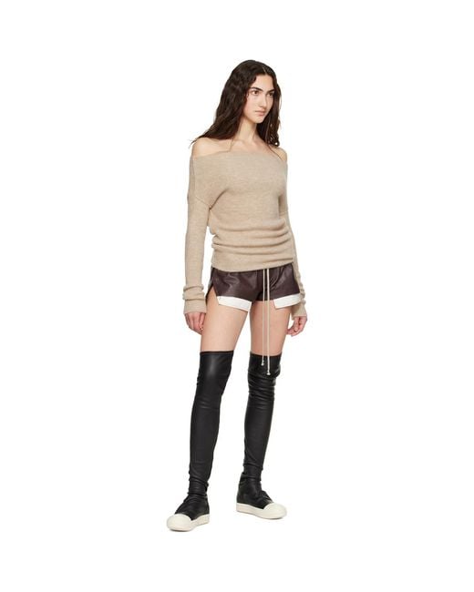 Rick Owens Brown Tower Ls Cowl Sweater