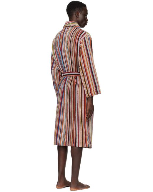 Paul Smith Black Multicolor Signature Stripe Robe for men