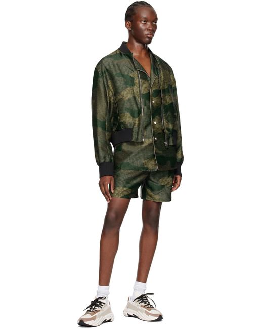 Balmain Green Camouflage Shorts for men