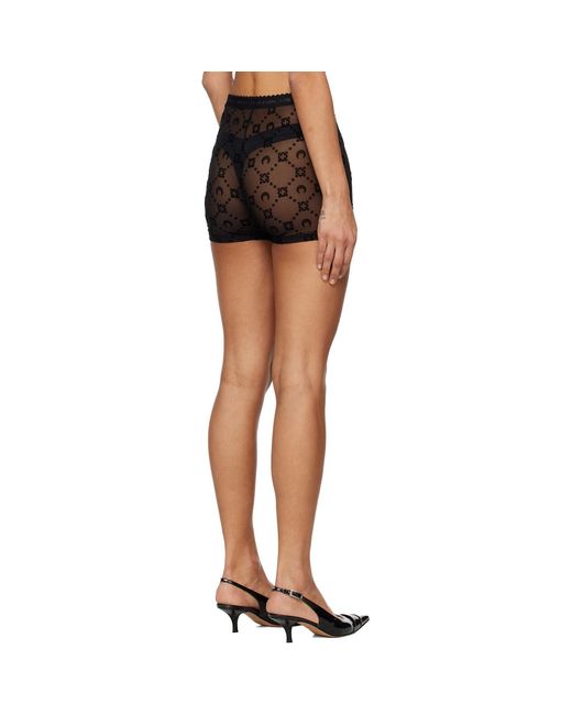 MARINE SERRE Black Recycled Mesh Flock Shorts