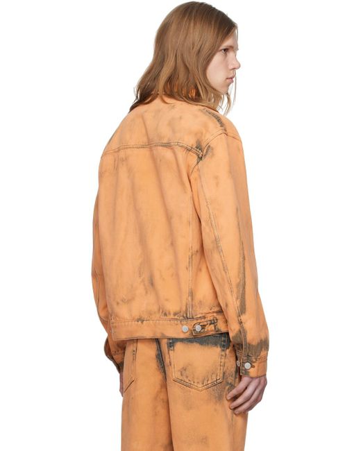 Dries Van Noten Orange Bleached Denim Jacket for men