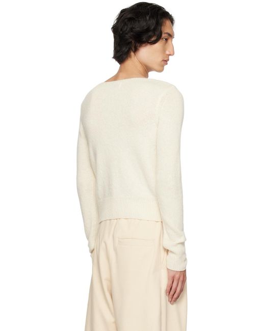 Dries Van Noten Natural Off-white V-neck Sweater for men