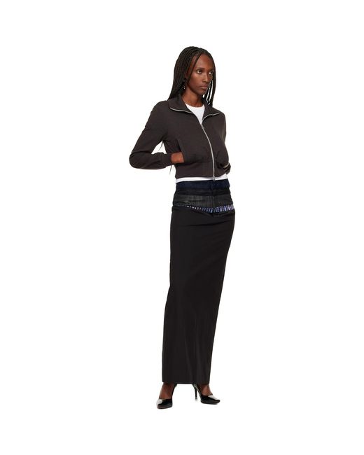 Edward Cuming Black Stacked Tailored Midi Skirt