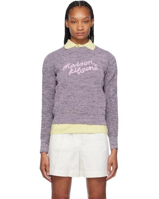 Maison Kitsuné Purple Handwriting Sweater