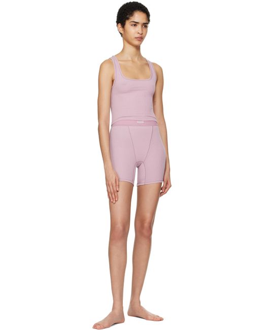 Skims パープル Cotton Rib ボクサーショーツ Pink