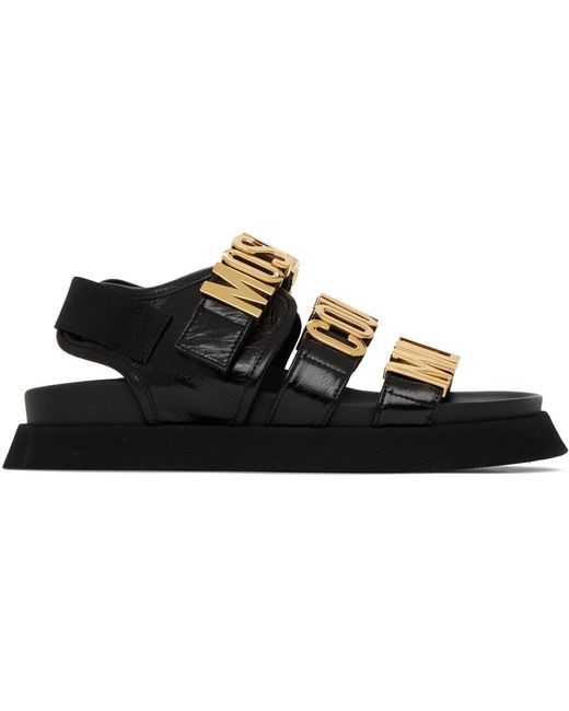 Moschino Calfskin Couture Milano Sandals in Black | Lyst