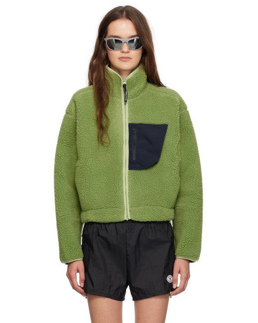 District Vision Green Cropped Wool Pile Fleece Jacket