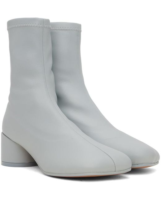 MM6 by Maison Martin Margiela Gray Blue Anatomic Stretch Ankle Boots