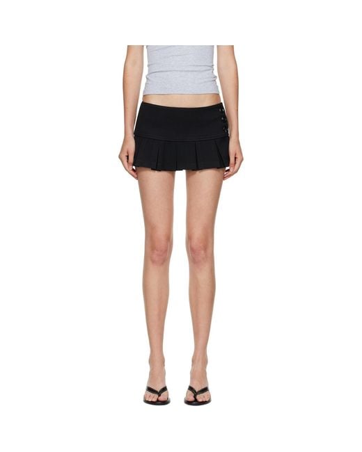 GUIZIO Black Pleated Micro Miniskirt