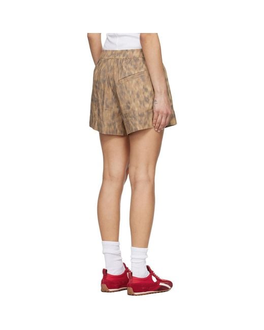 Ganni Multicolor Tan Printed Stretch Cotton Elasticated Boxer Shorts