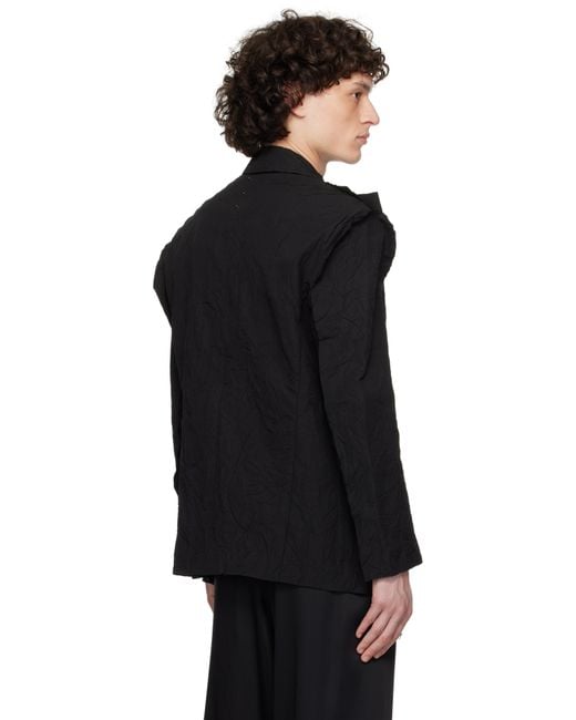 メンズ CARNET ARCHIVE ブラック Wired Deconstructed Crinkled テーラードジャケット Black